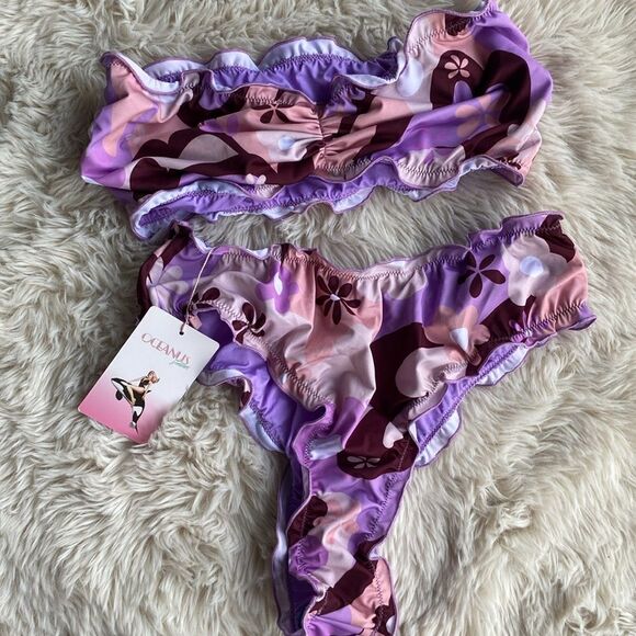Oceanus Teresa Bikini in Purple Frill Color - Picture 2 of 8